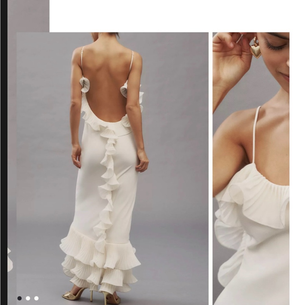 Chic Cream Backless Ruffle Dress - Picture 2 of 3